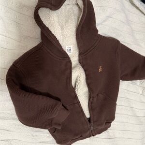 GAP Chocolate Brown Kids Sherpa-Lined Jacket